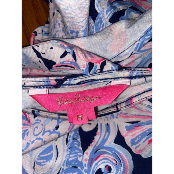 Lilly Pulitzer Dani Ruffled Abstract Shift Dress Color: High Tide Sz:M - Picture 7 of 11